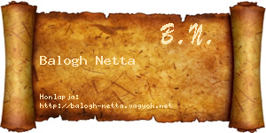 Balogh Netta névjegykártya